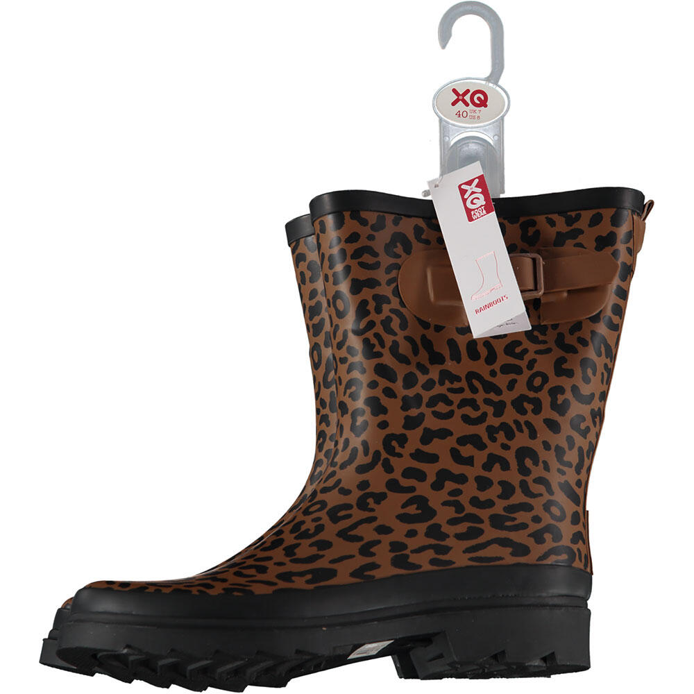 XQ Dames Rubberen Regenlaarzen met Riem Panter Print 3/3