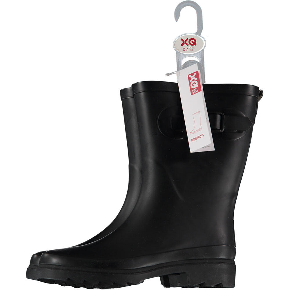 XQ Dames Rubberen Regenlaarzen met Gesp Zwart 3/3