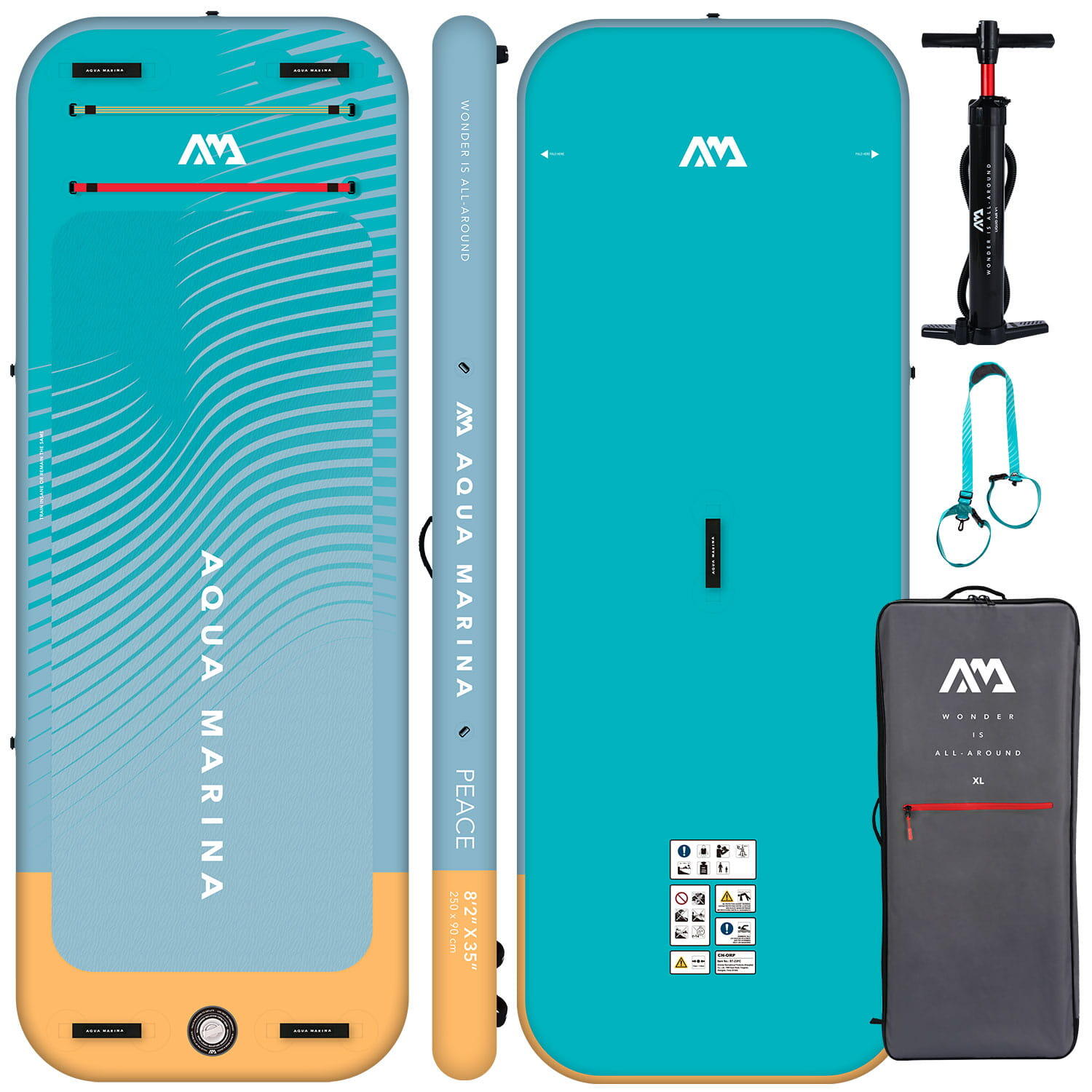 AQUA MARINA PEACE 8'2" Summer Vacation SUP opblaasbaar board Fitness Yoga 1/7