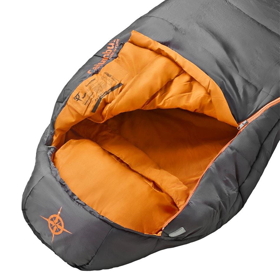 Saco de Dormir Maipo 180gr Columbus de 2 estaciones Gris y Naranja 2/3