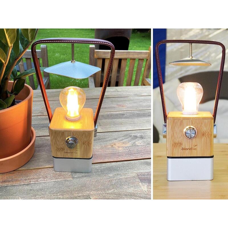 Lampe lanterne de camping LED Aurora - USB rechargeable - 75h - Bambou  SKANDIKA