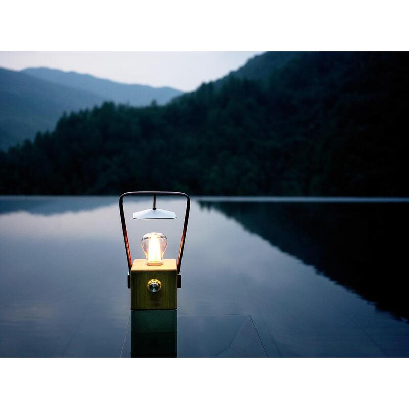 Lampe lanterne de camping LED Aurora - USB rechargeable - 75h - Bambou