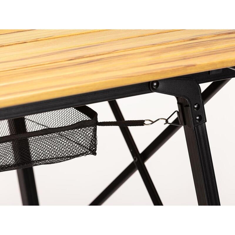 Mesa plegable de aluminio - Pikku - máx 50 kg - óptica madera - estante malla