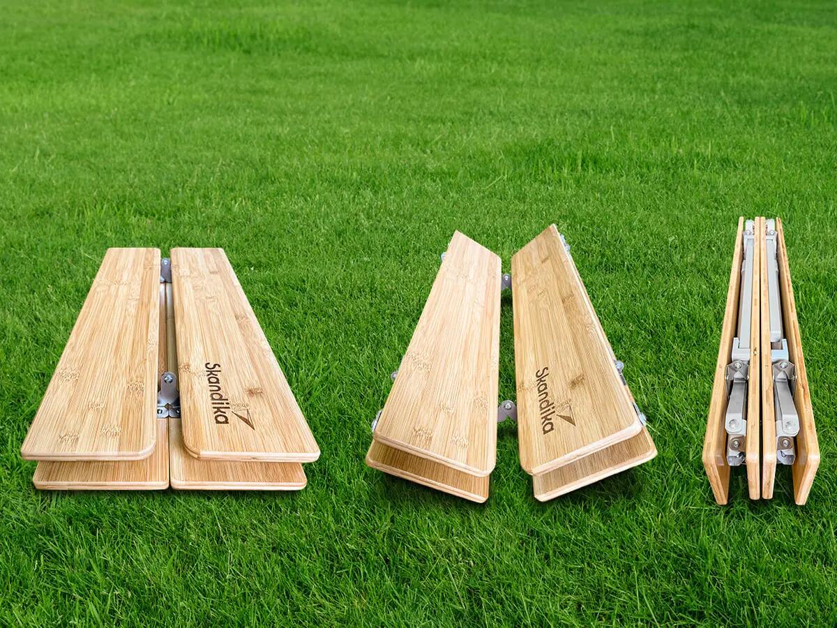 Recondicionado - Mesa de campismo dobrável em bambu Triabo - ajustável 5/7