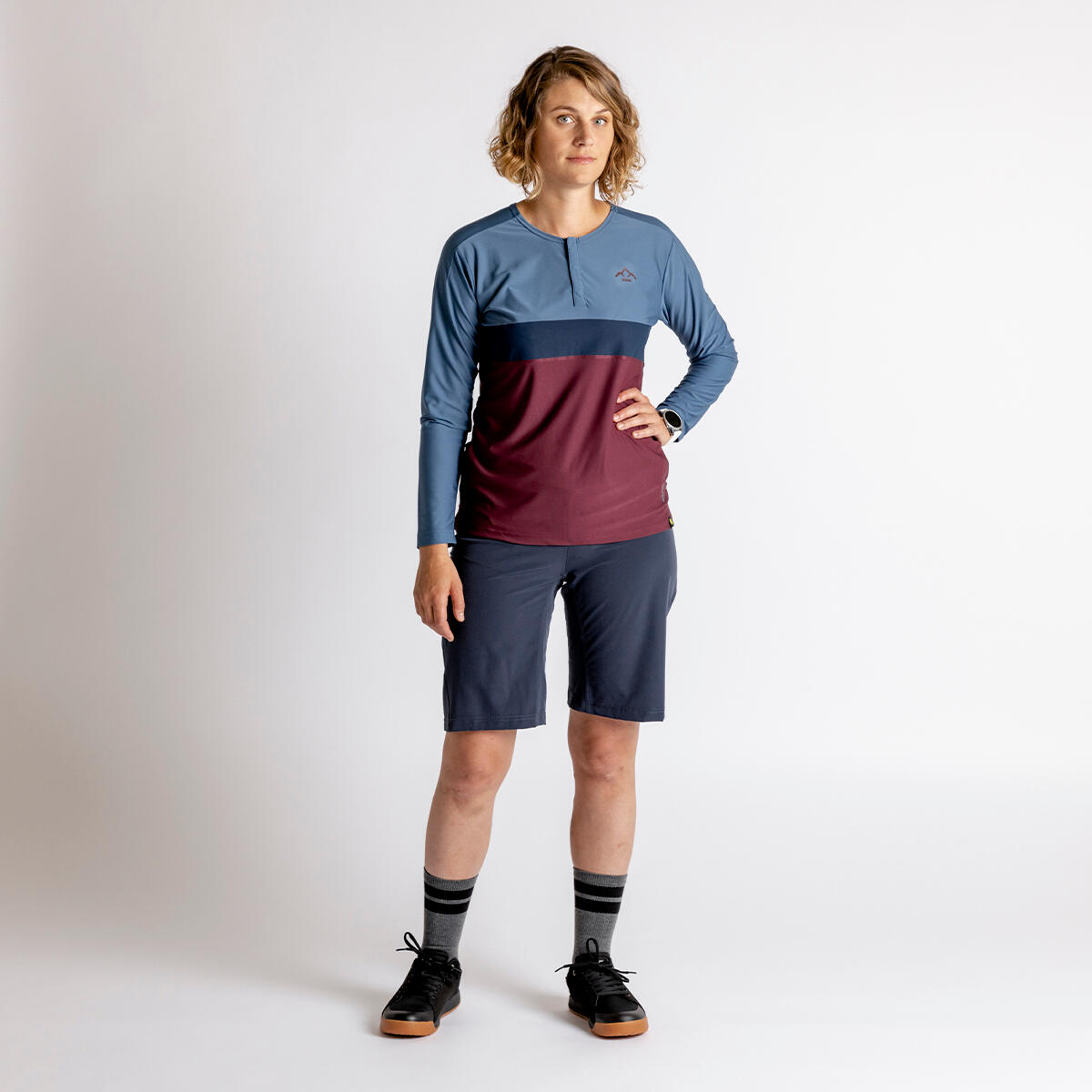 Flow XTG - Henley a maniche lunghe da donna - Uvetta / Navy 5/7