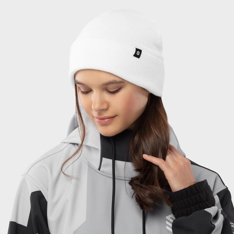 Heren en Dames Wintersport Wintermuts Snowflake White SIROKO Wit