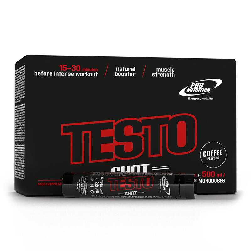 Pre-workout antrenament, Testo Shot Cafea 20 monodoze x 25 ml