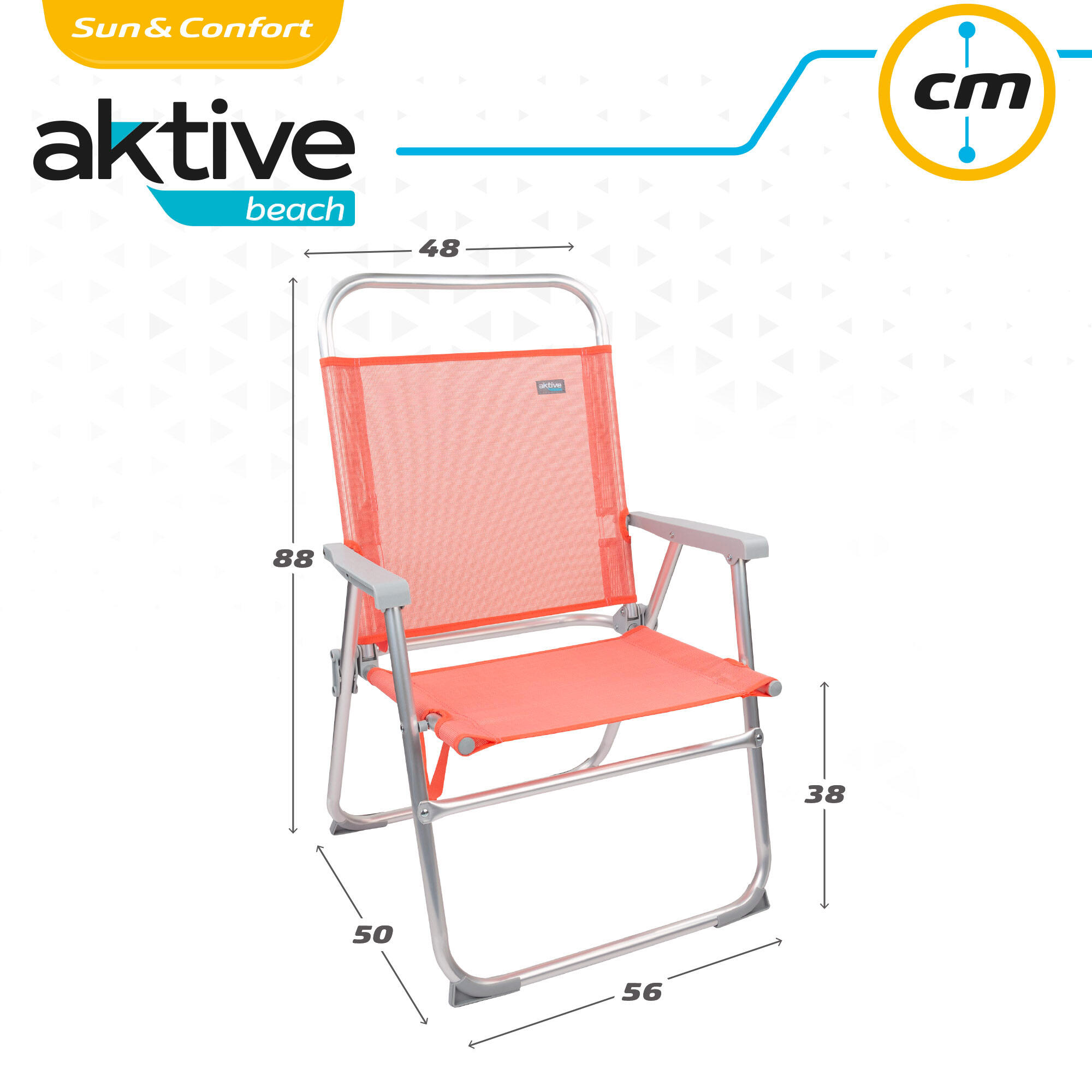 AKTIVE - Chaise Pliante Haute avec Poignée. Chaise de Plage avec Accoudoirs 5/7
