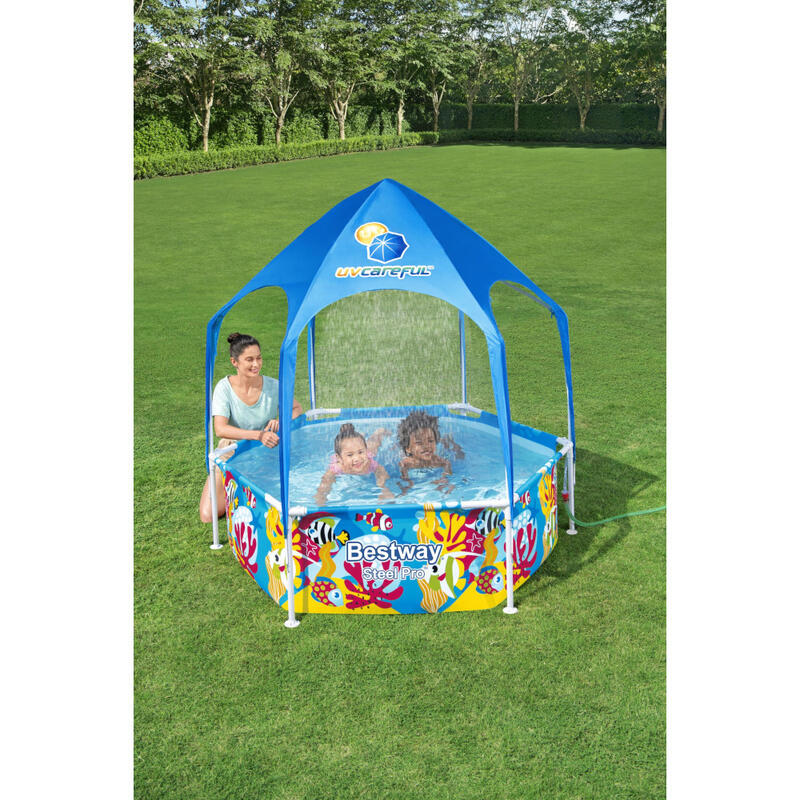 Piscina Hinchable Autoportante Infantil Bestway Steel Pro Splash-in-Shade 183x51