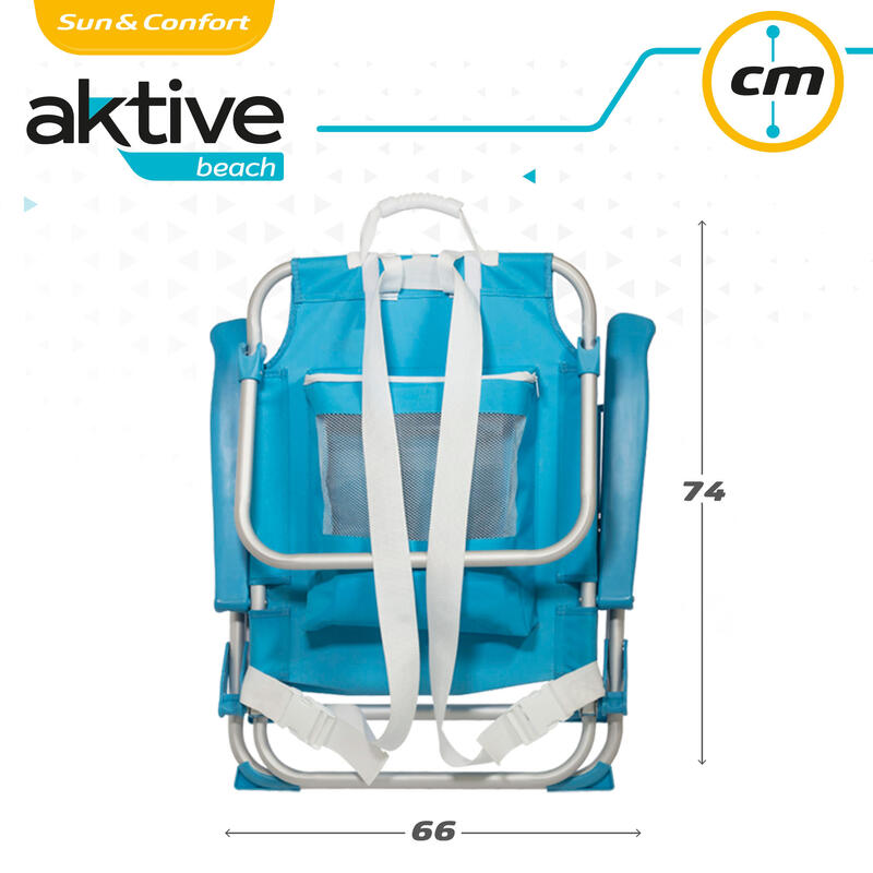 AKTIVE - Chaise Pliante Sac à Dos avec Poignée, Coussin, Sac et Poche