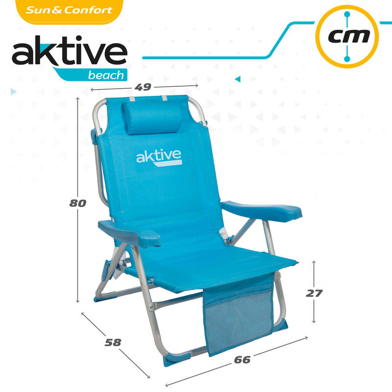 Cadeira mochila dobrável alumínio Aktive Beach 5 posições