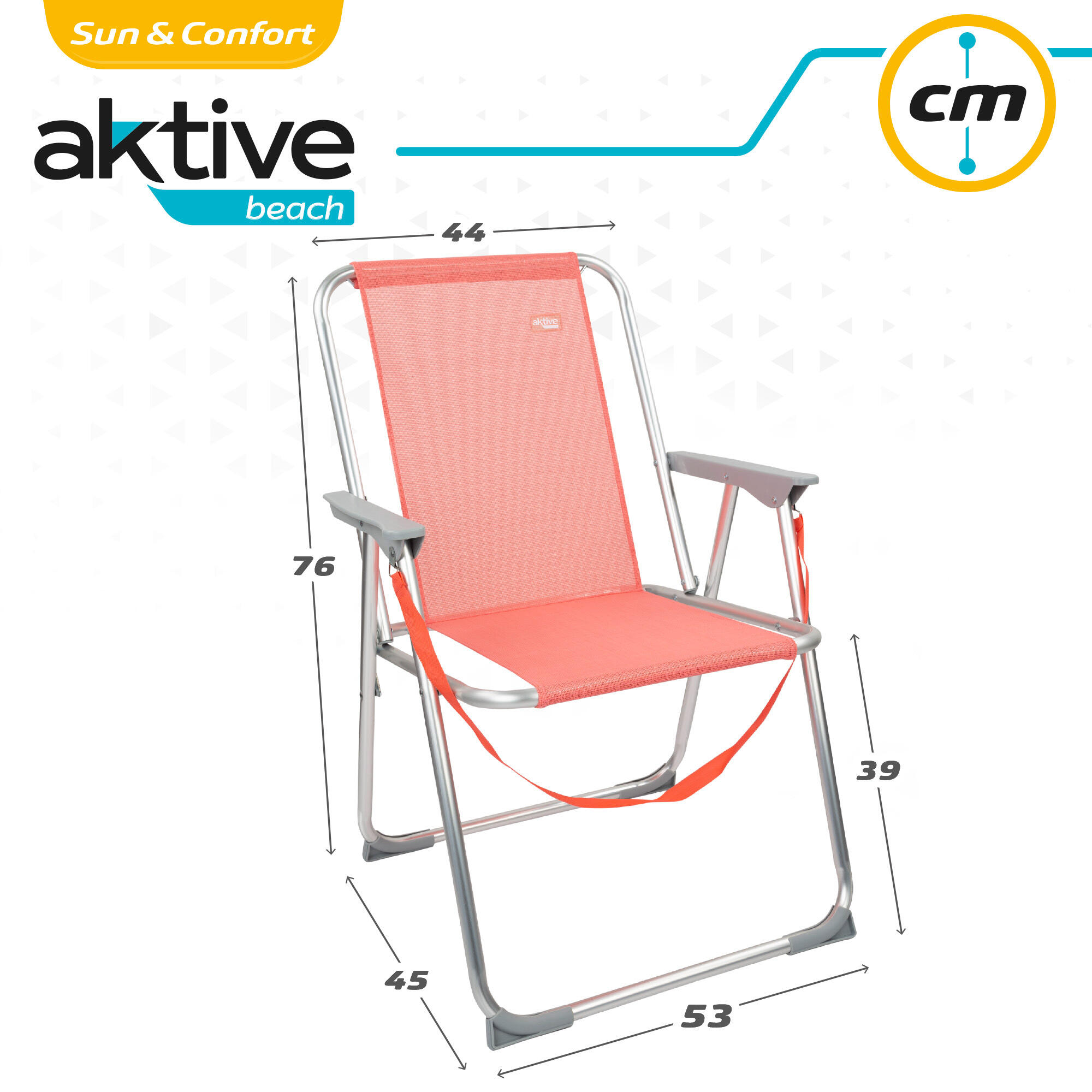 Cadeira de praia dobrável em alumínio fixa coral Aktive 5/7