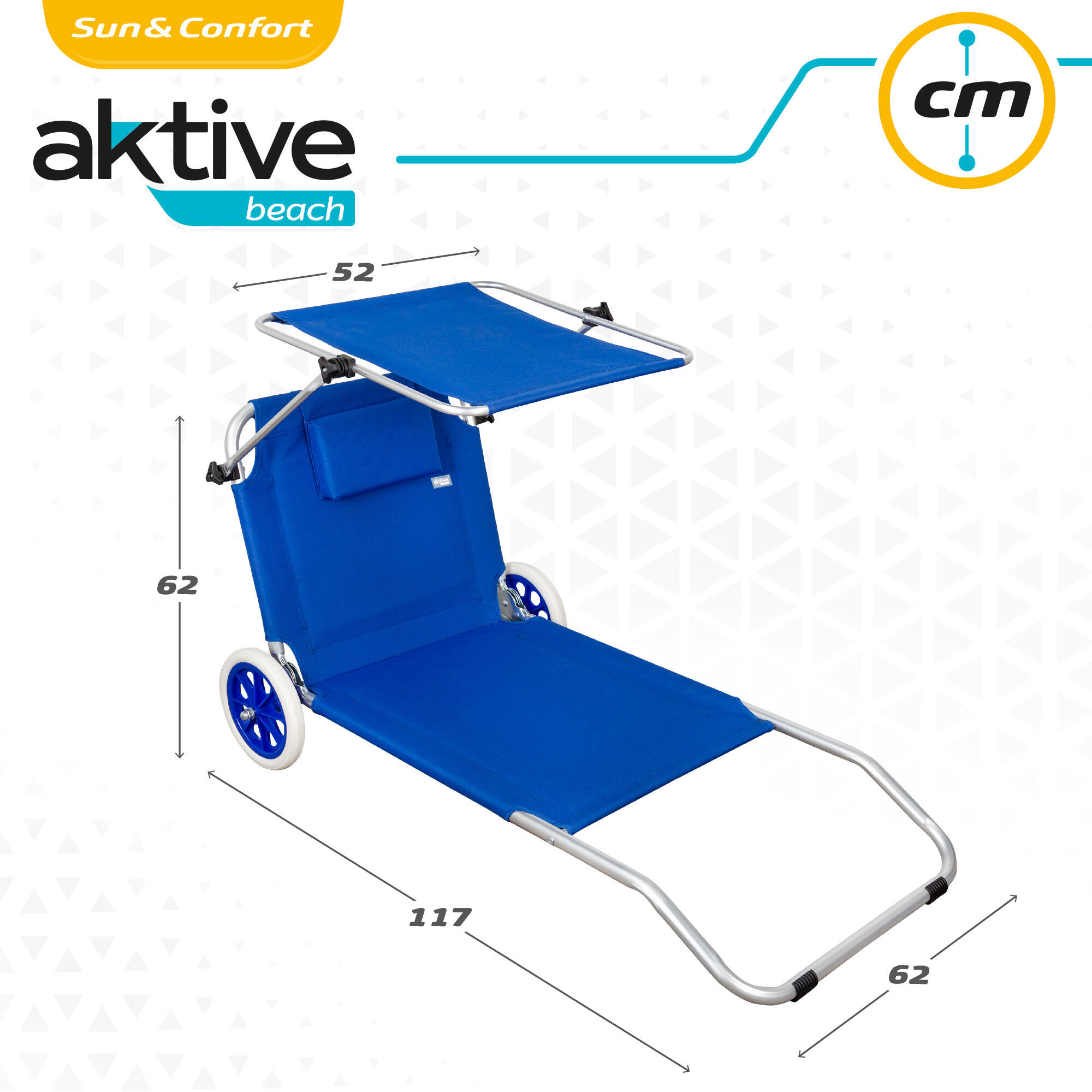 Tumbona carrito de playa plegable 2 en 1 Aktive Beach 6/7