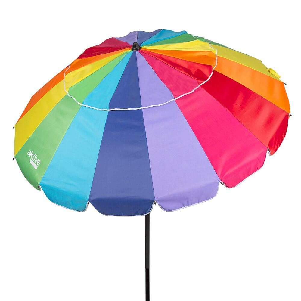 AKTIVE Aktive Ombrellone da spiaggia antivento con 16 stecche, 220 cm, multicolore