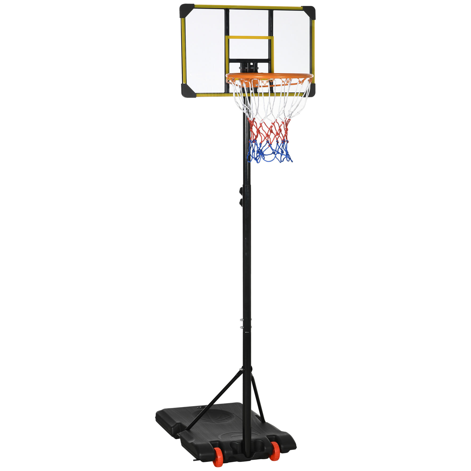 SPORTNOW Tabela de basquetebol 75x56x210-240 cm preto e amarelo SPORTNOW