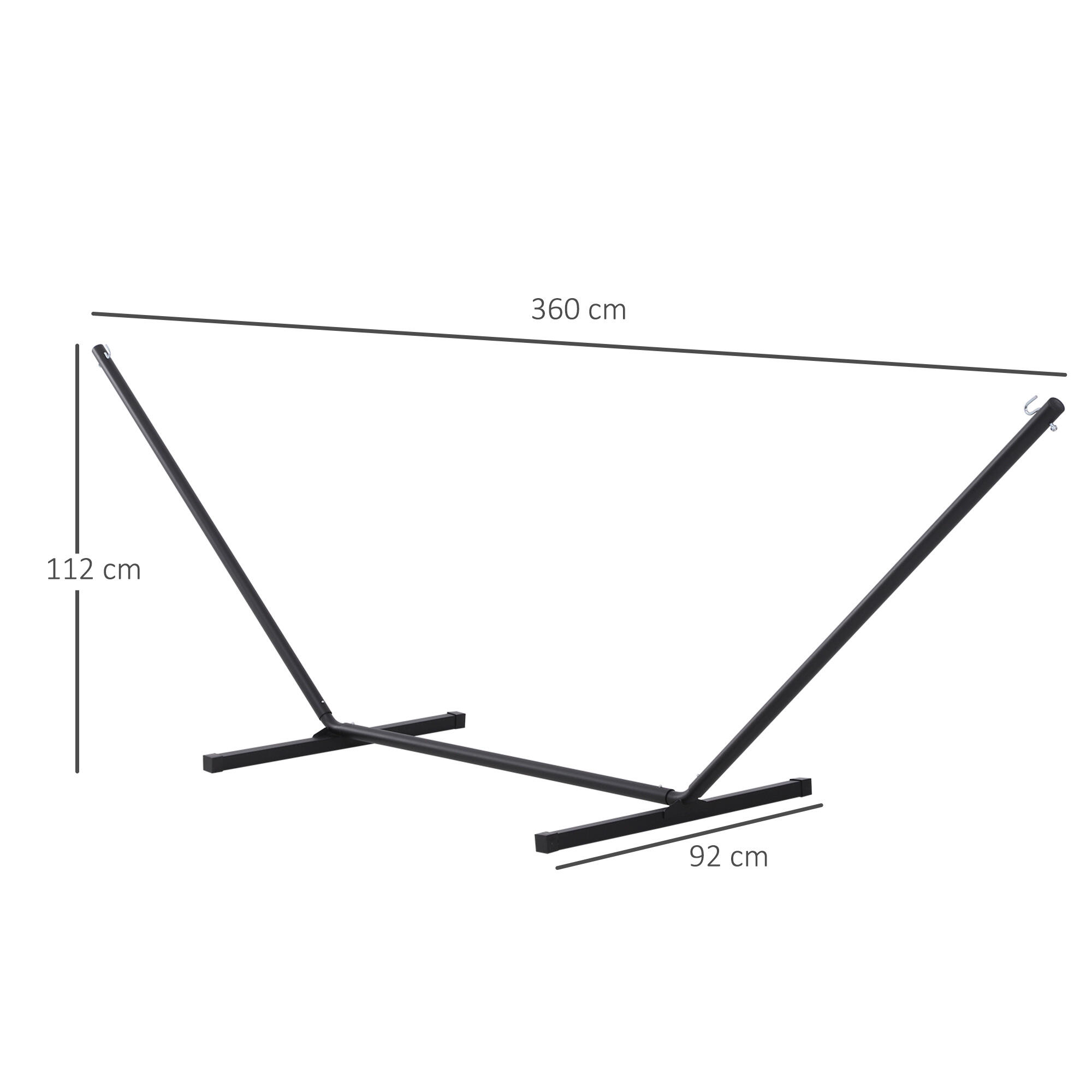 Suporte cama de rede 360x92x112 cm preto Outsunny 3/7