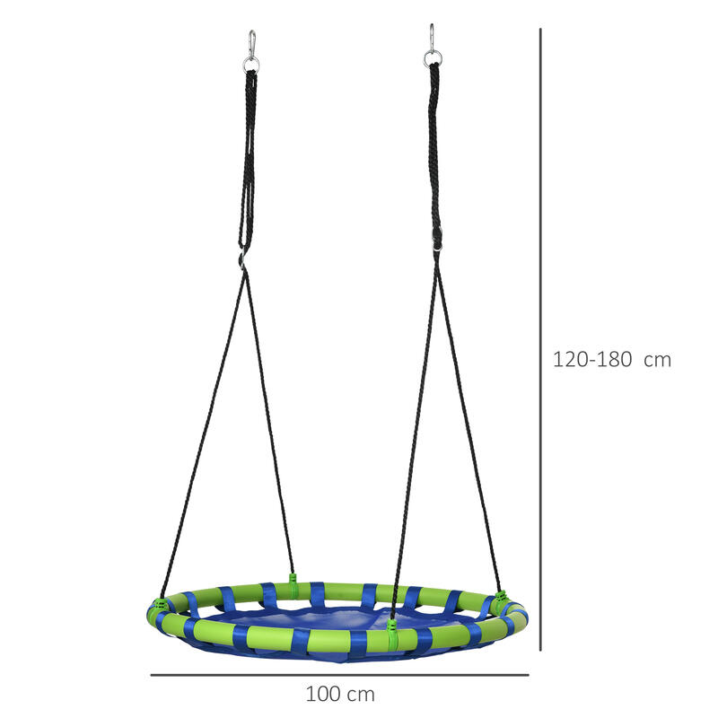 Outsunny Leagăn de Grădină pentru Copii 3-8 Ani Ø100cm Și Frânghii Reglabile