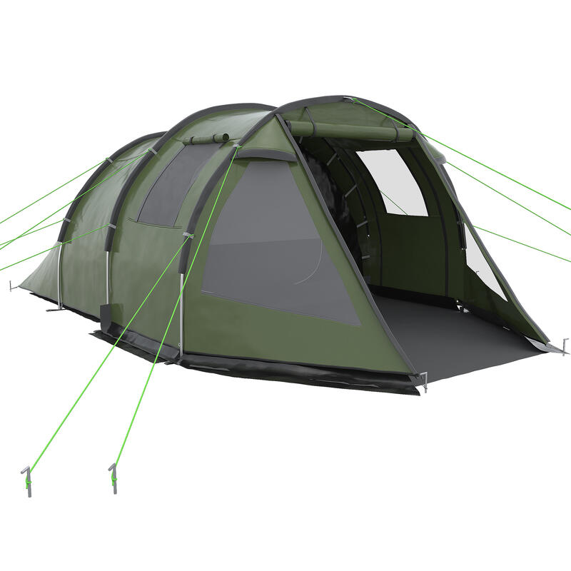 Tenda de campismo 475x264x172 cm verde, preto e cinza Outsunny