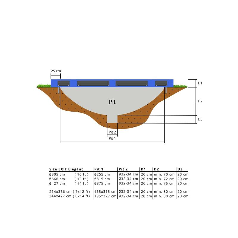 Elegant Inground-Trampolin 244x427cm