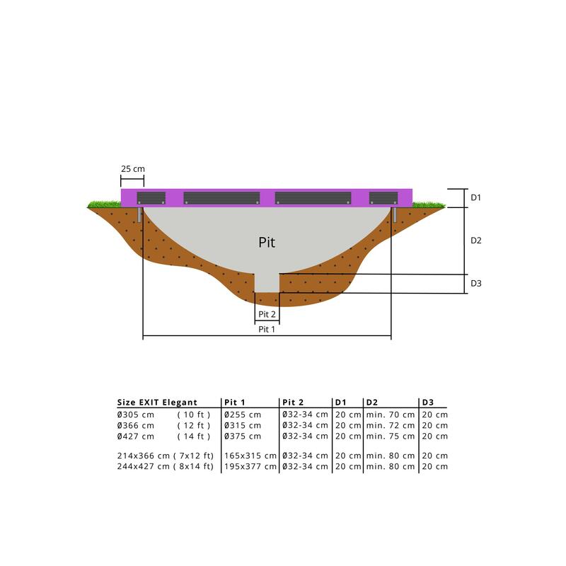 Elegant Inground-Trampolin 214x366cm