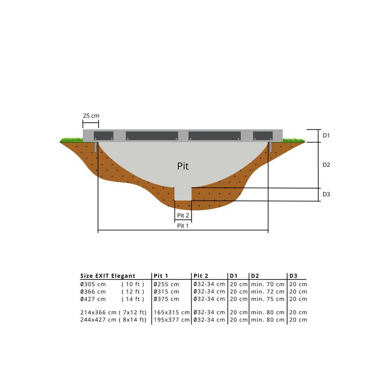 Elegant Inground-Trampolin 214x366cm