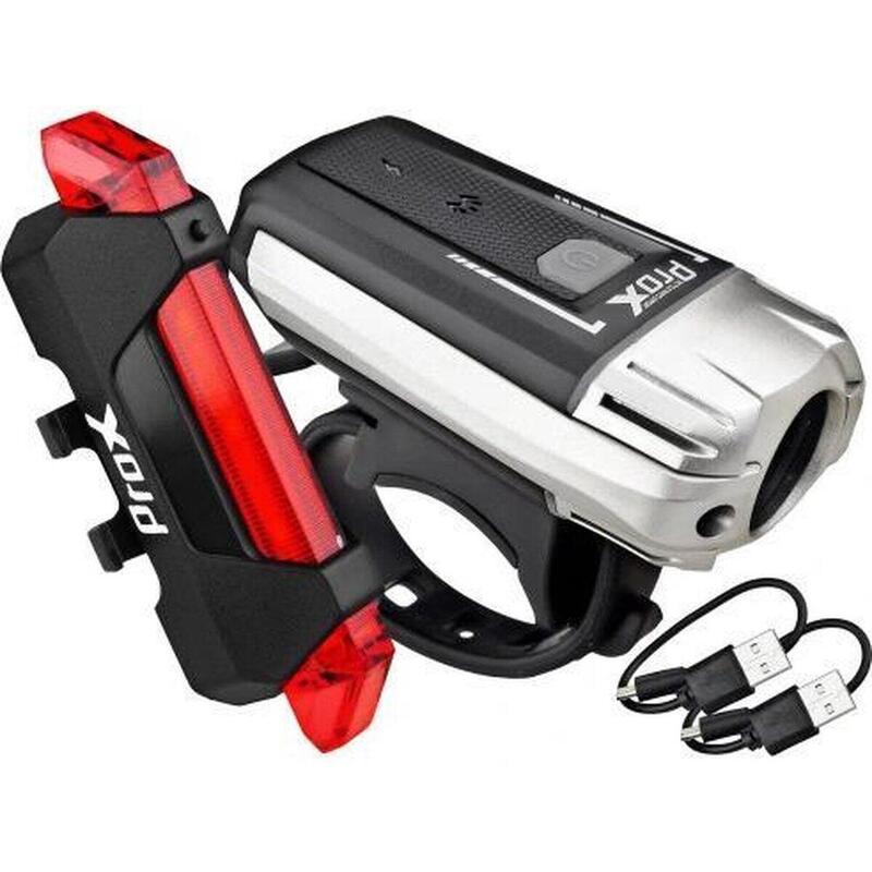 Lumière pour vélo - avant et arrière - rechargeable par USB - 300 Lm/10 Lm