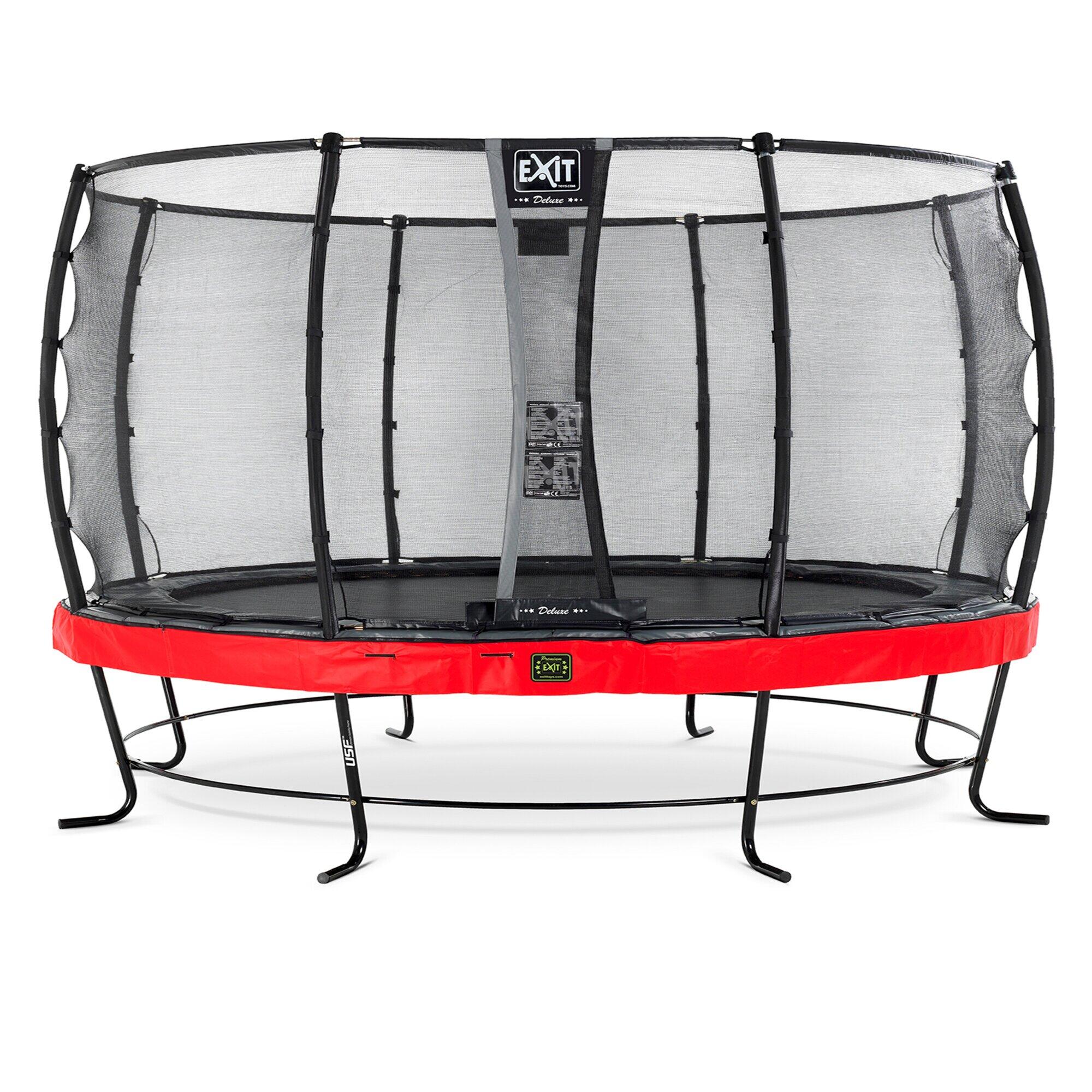 EXIT Elegant Premium trampoline ø427cm met Deluxe veiligheidsnet - rood 1/7