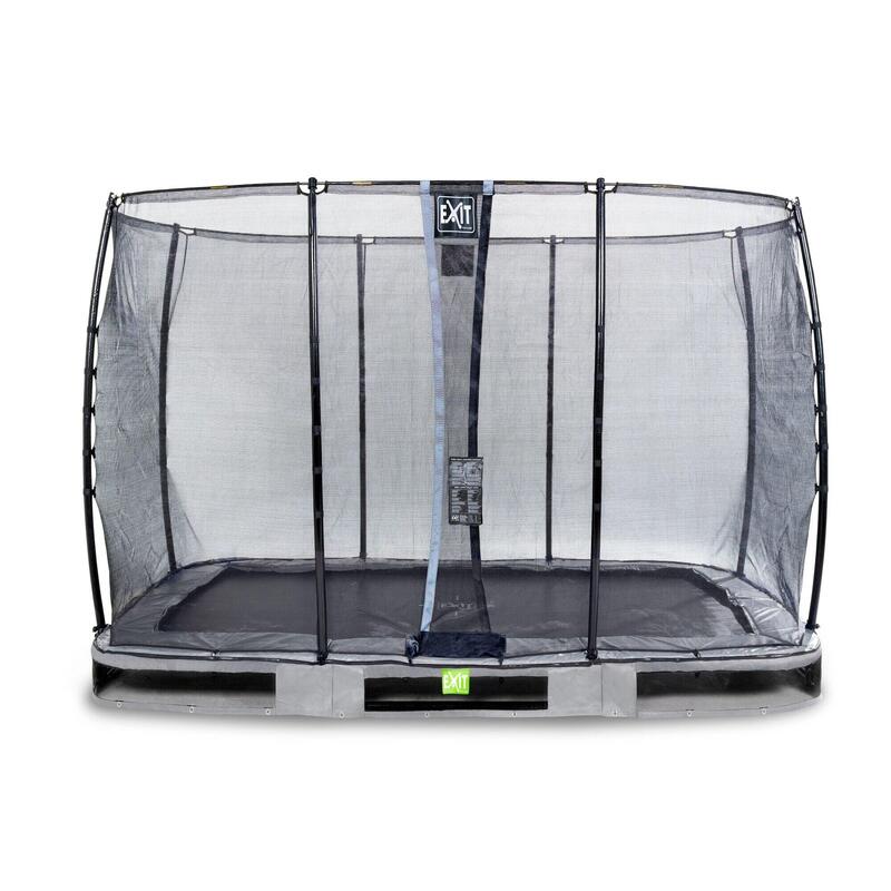 Trampoline enterré EXIT Elegant 214x366cm avec filet de sécurité Economy - gris