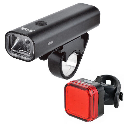 Set luci per bicicletta 400 e 40 lumen LED ricaricabile tramite USB.