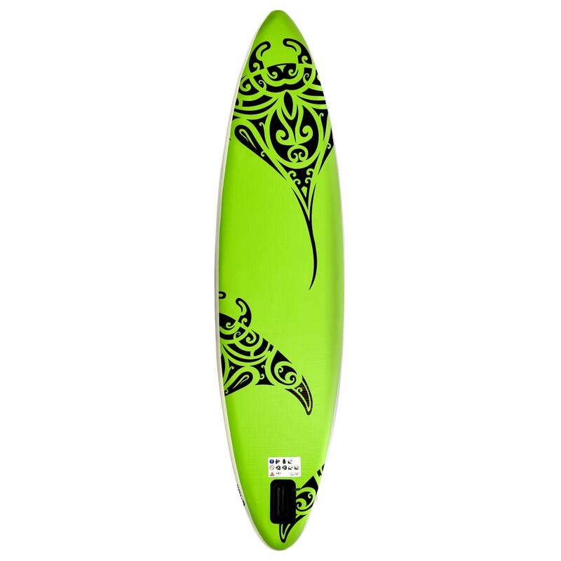 Juego de tabla de paddle surf hinchable verde 305x76x15 cm