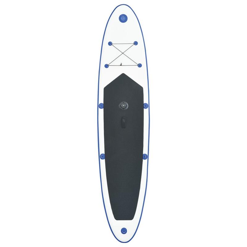 Tabla de paddle surf inflable con vela azul y blanca