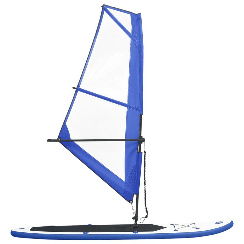 Tabla de paddle surf inflable con vela azul y blanca