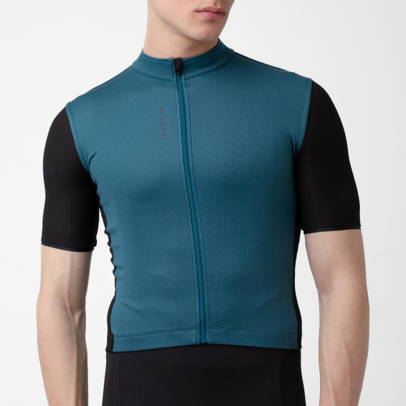 Maillot à manches courtes de cyclisme pour hommes Bleu Atlantique / Noir