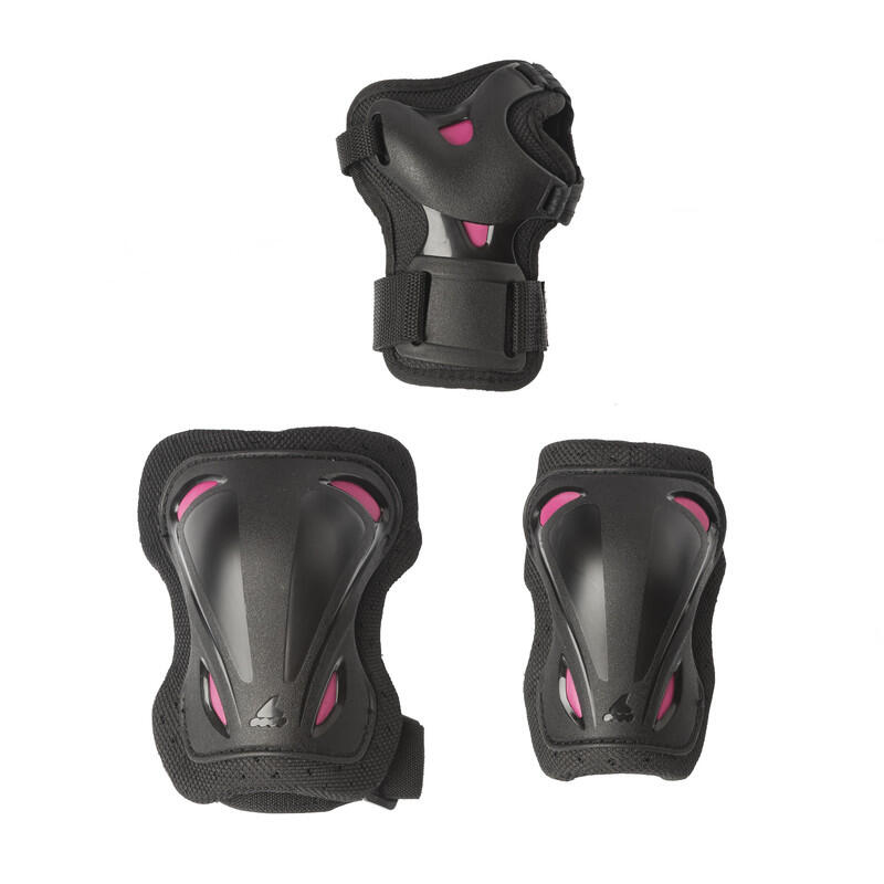 ROLLERBLADE Pack 3 protections SKATE GEAR W Noir/Framboise- Taille L 2/7