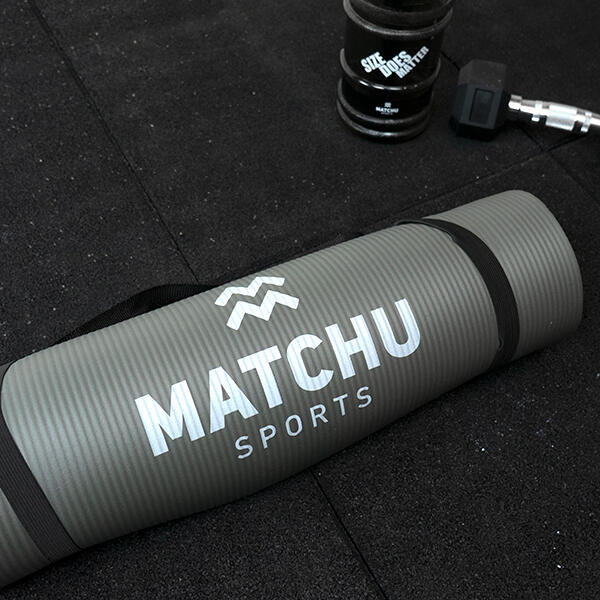 Fitnessmat - Sportmat - 180cm x 60m x 9mm - Grijs
