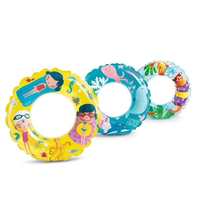 Kids Transparent Inflatable Swim Ring 24" - Random color