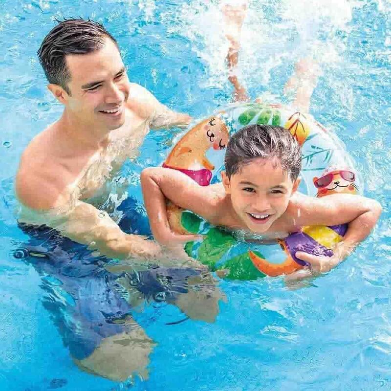 Kids Transparent Inflatable Swim Ring 24" - Random color