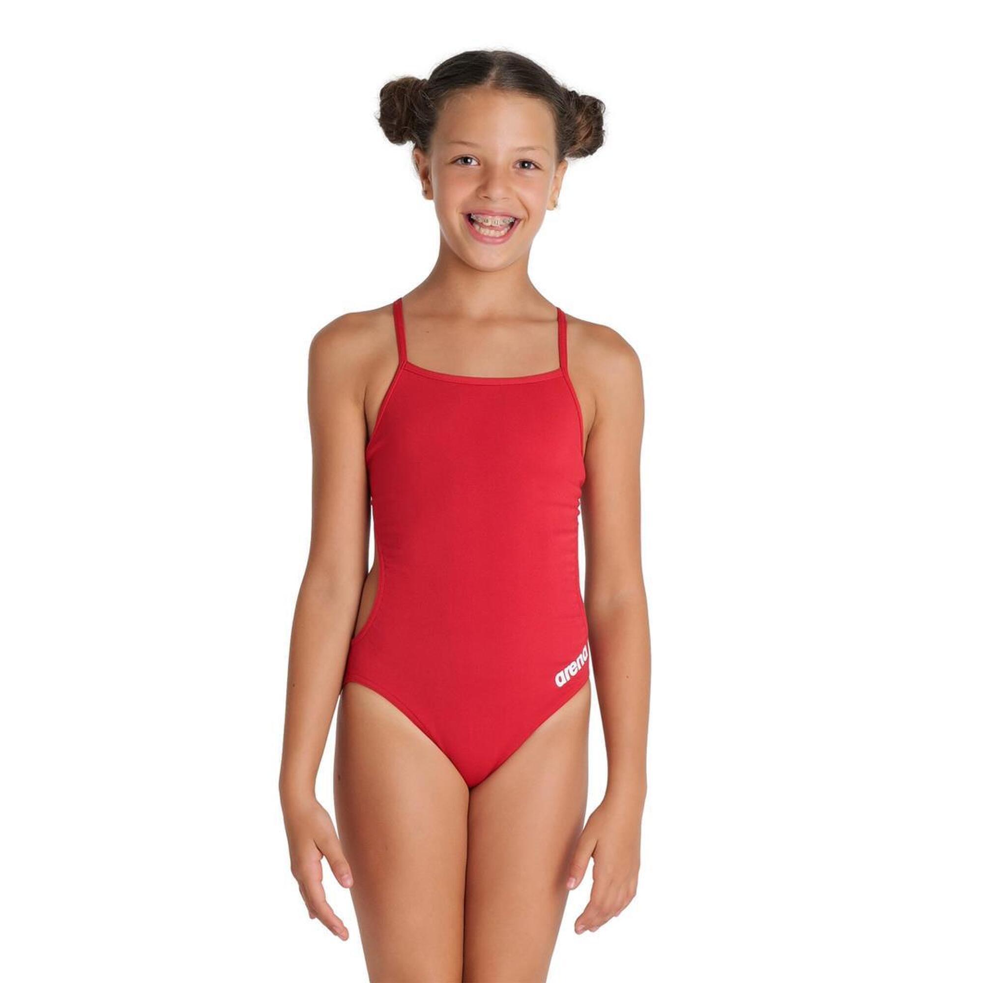 Arena Girls Team Challenge Solid Swimsuit - Red/White 1/7