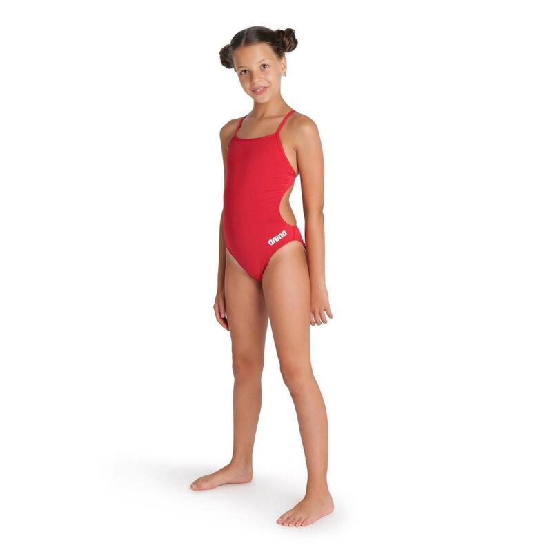 Filles Team Challenge Back Solid Combinaison de natation - Rouge/Blanc