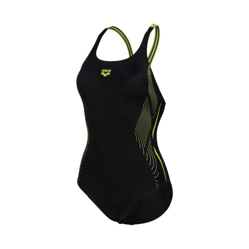 Arena W Swimsuit Swim Pro Back Graphic Black-Softgreen