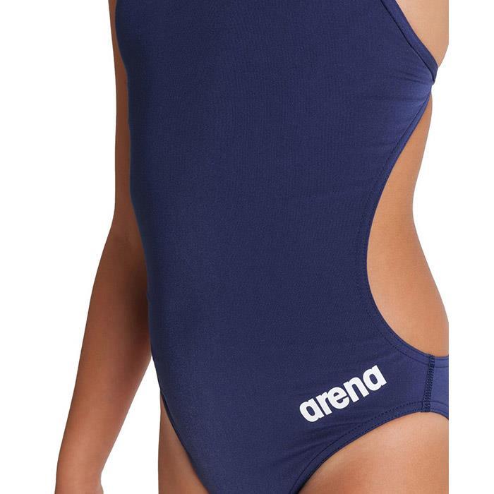 Filles Team Challenge Back Solid Combinaison de natation - Bleu Marine/Blanc