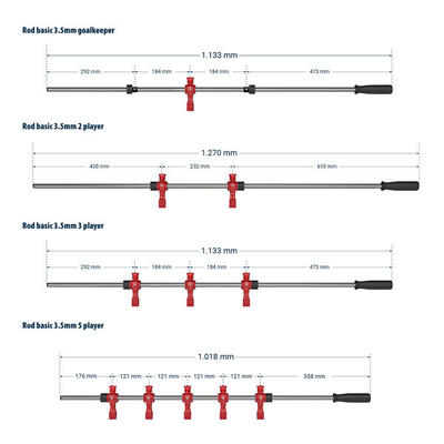 Sportime Turnierkickertisch Stange Dragon. 16 mm. 4er Set