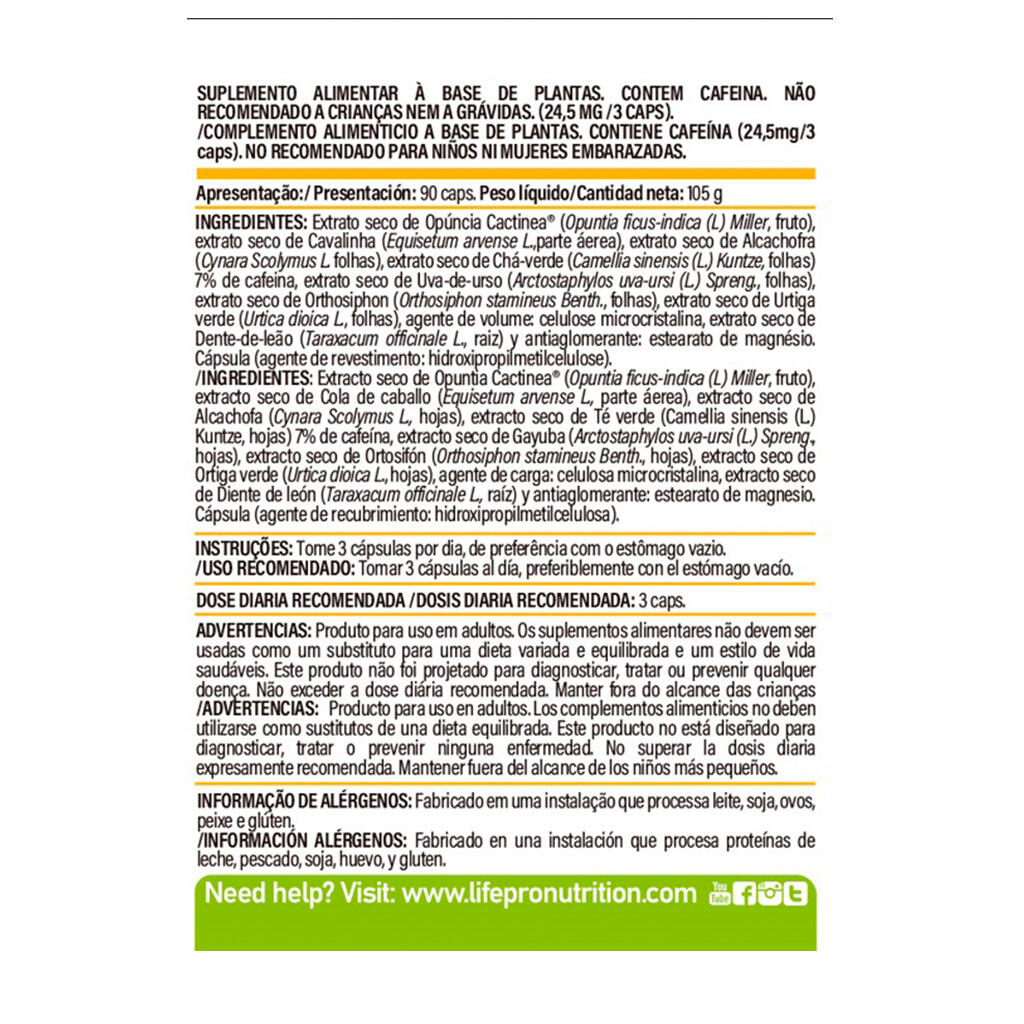 LIFE PRO ESSENTIALS DIURETIC PRO 90 VEGANCAPS - Drenaje y Definición 3/5