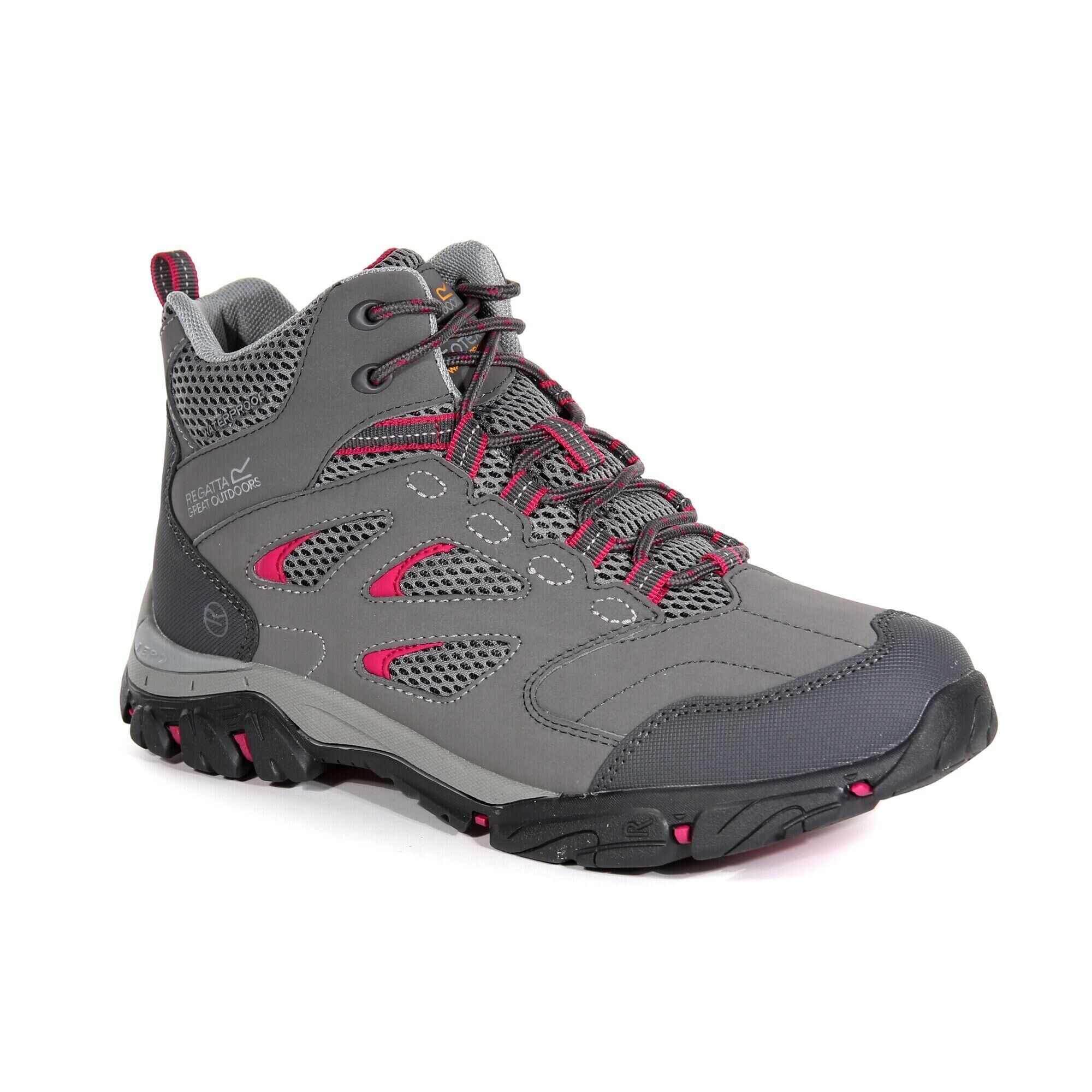 REGATTA Lady Holcombe IEP Mid Women's Hiking Boots - Steel Grey / Pink