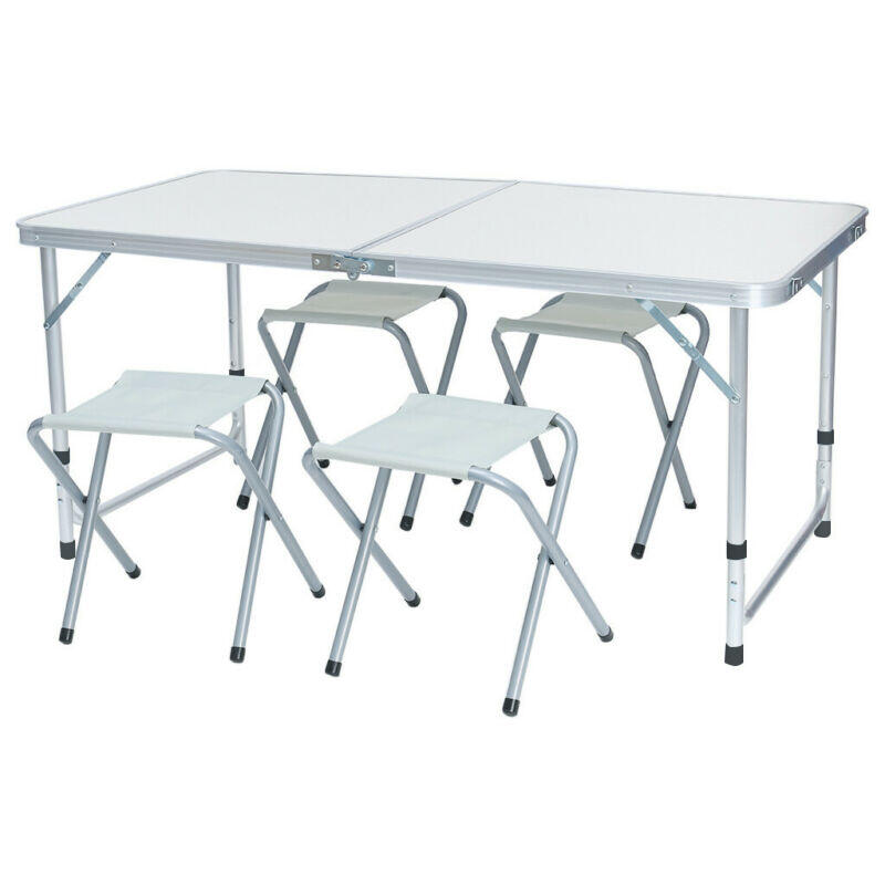 Kemping asztal 4 székkel, Fehér