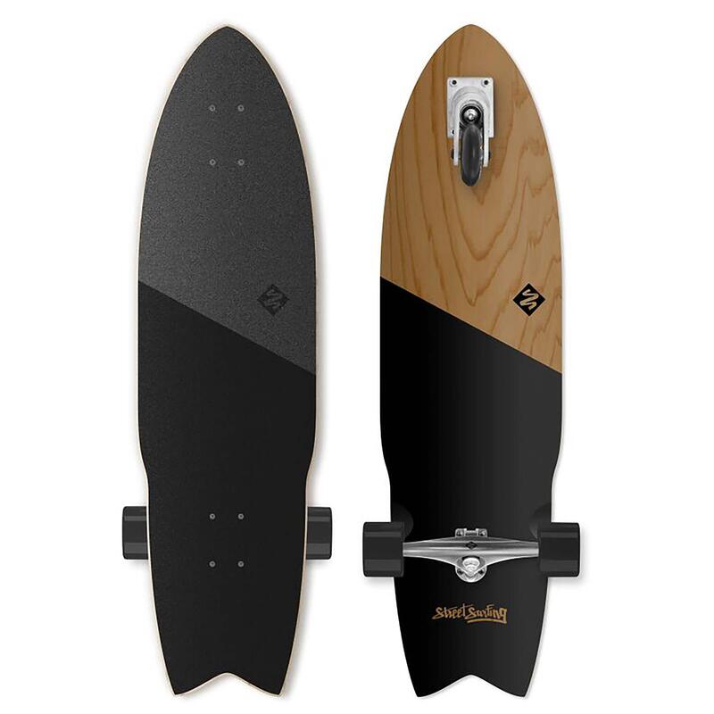 Longboard Street Surfing Shark Attack 36" Koa Black