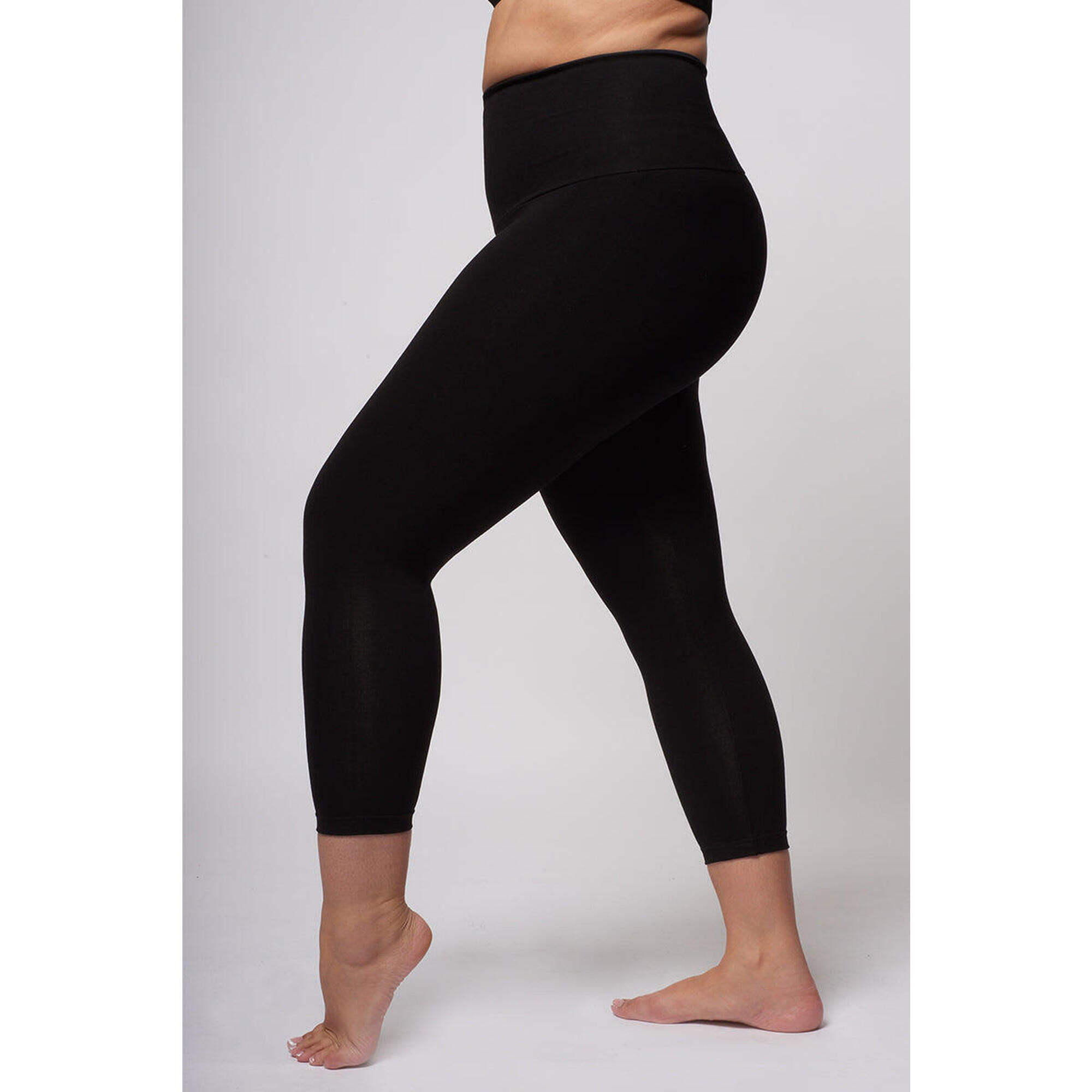 TLC SPORT Extra Strong Compression Curve Cropped Leggings with Waisted Tummy Control Black