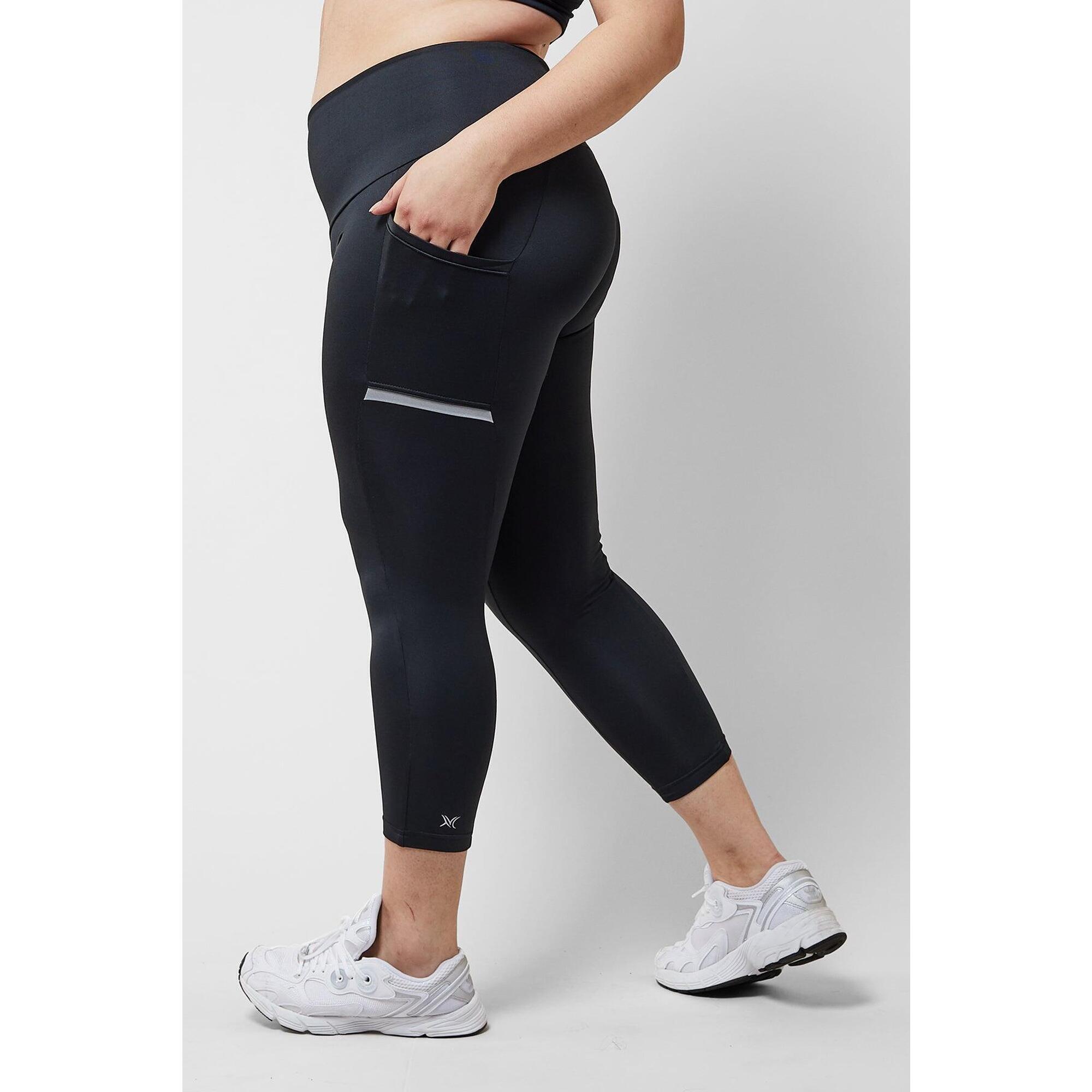 Reflective Side Pocket Leggings with Thermal Brushed Fabric Black 1/7