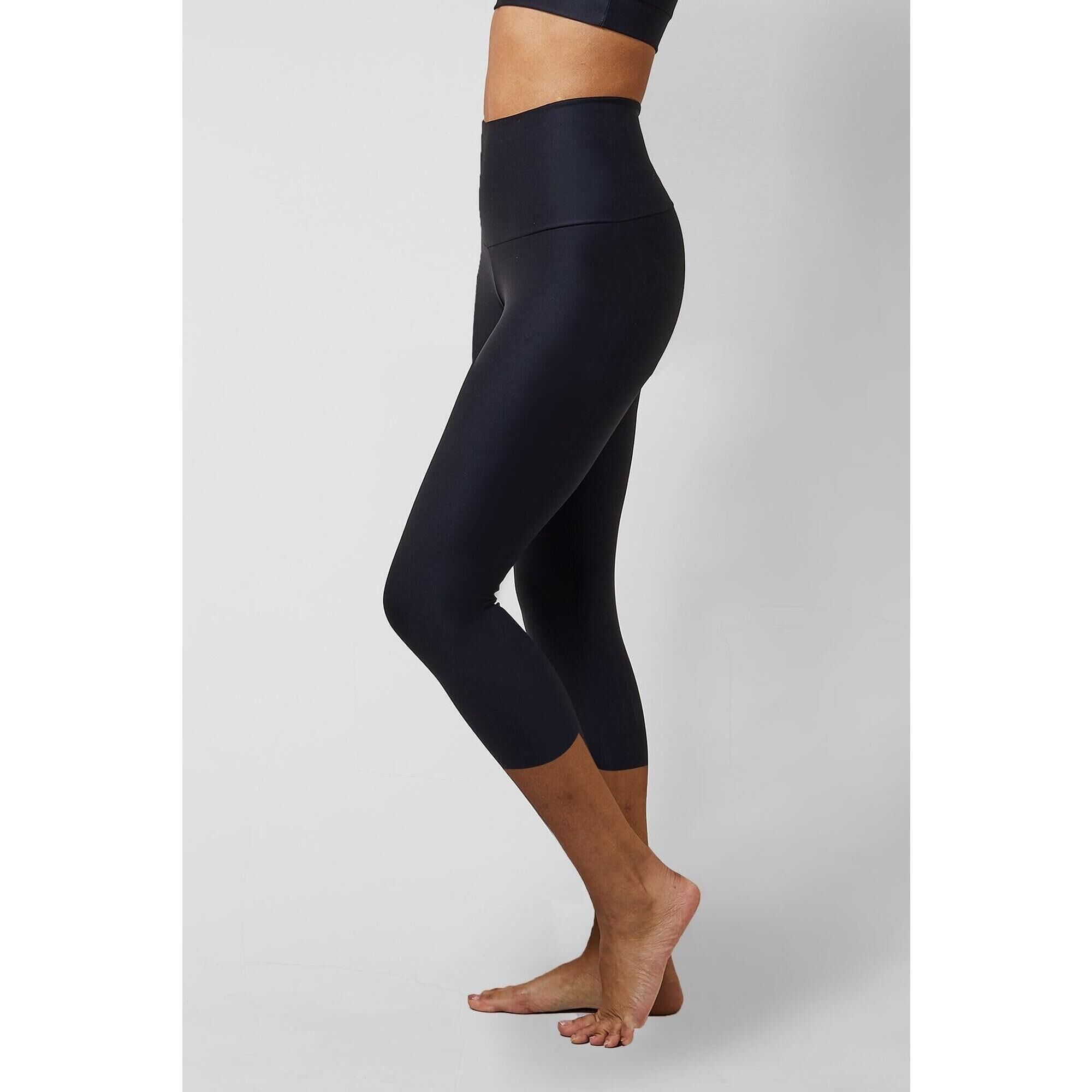 TLC SPORT Extra Strong Compression Running Cropped Leggings with Tummy Control Black