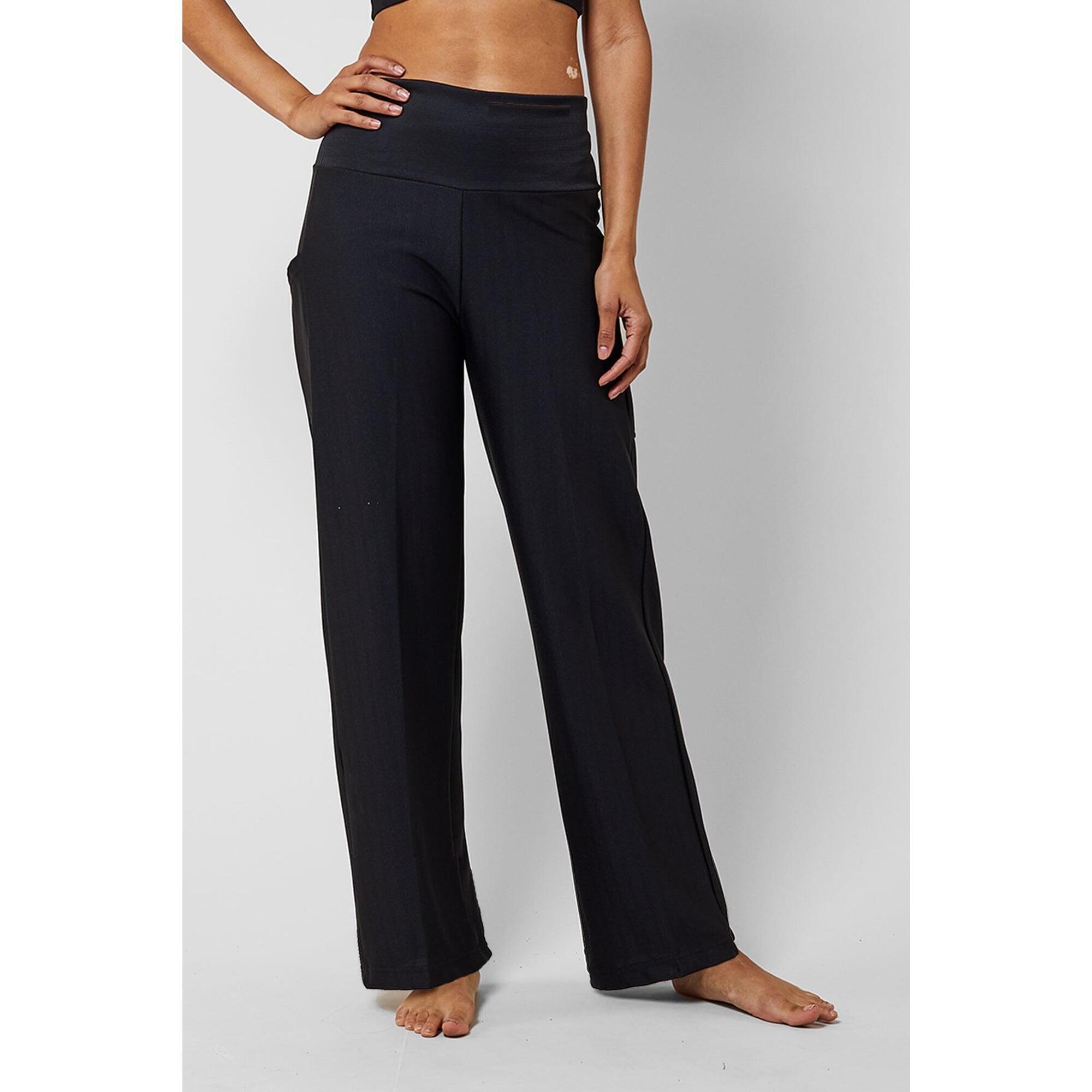 Lightweight Yoga Loose Side Pockets Pant Black 1/5